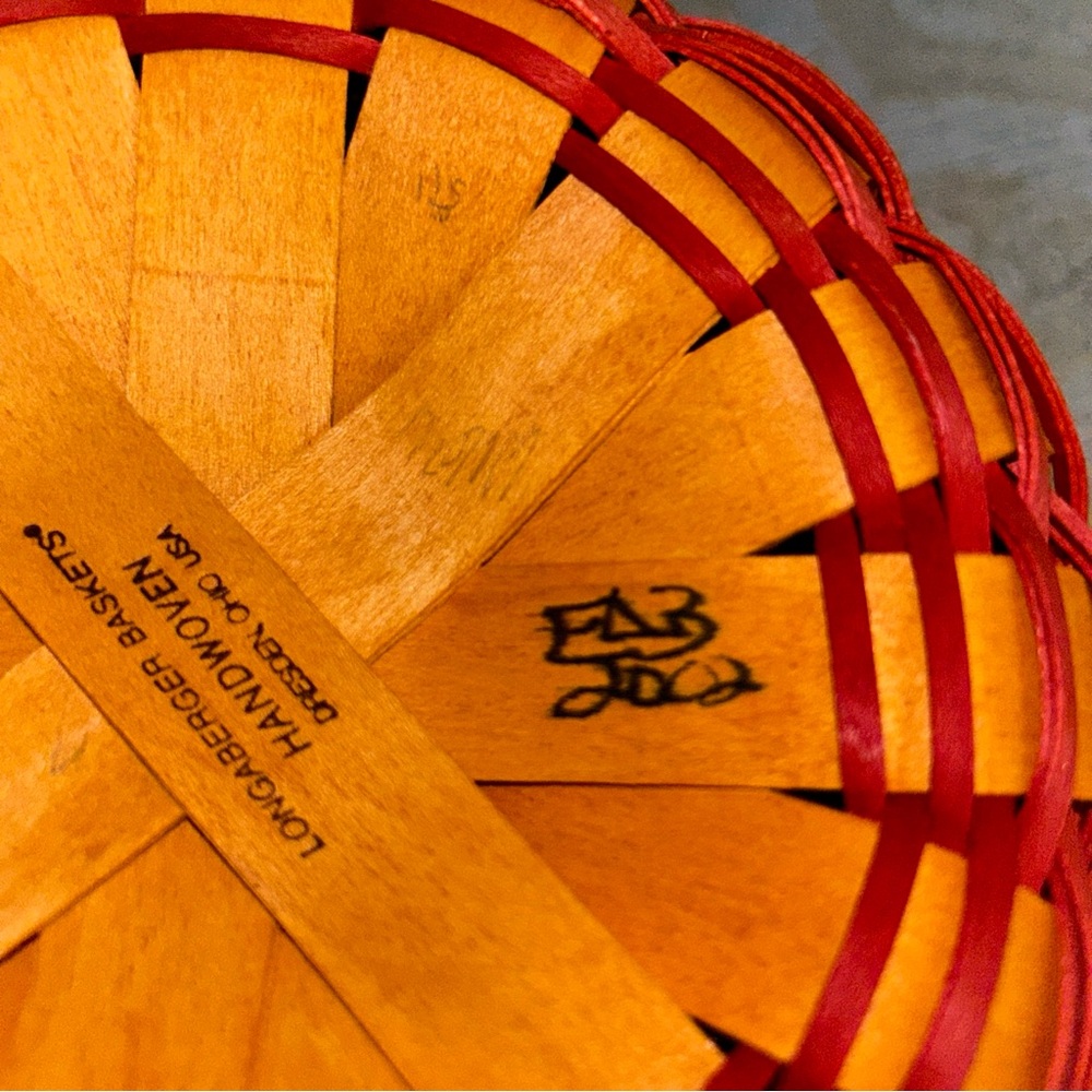 Longaberger Yellow and Red Accent Woven Basket - Picture 5 of 6